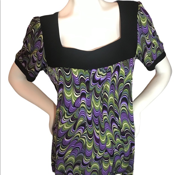 Gitano Tops - GITANO Gorgeous Colorful Top in Purple Green Gray and Black SIZE 14/16 W